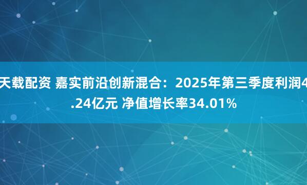 天载配资 嘉实前沿创新混合：2025年第三季度利润4.24亿元 净值增长率34.01%