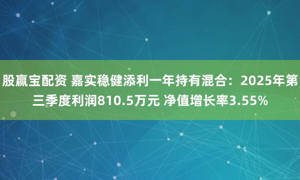 股赢宝配资 嘉实稳健添利一年持有混合：2025年第三季度利润810.5万元 净值增长率3.55%